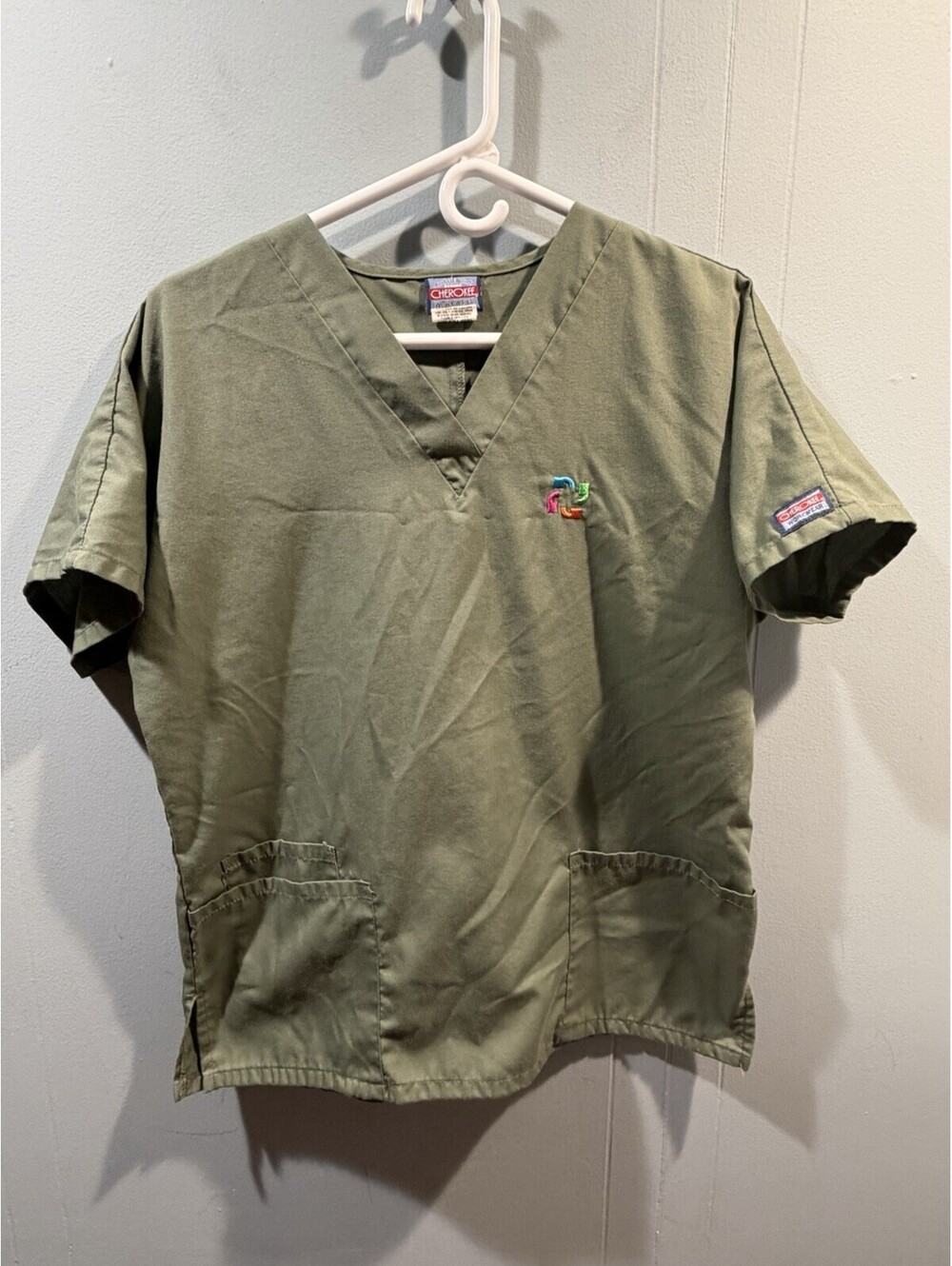 Womens Cherokee Workwear Top Size Small Olive Green (Hartford)